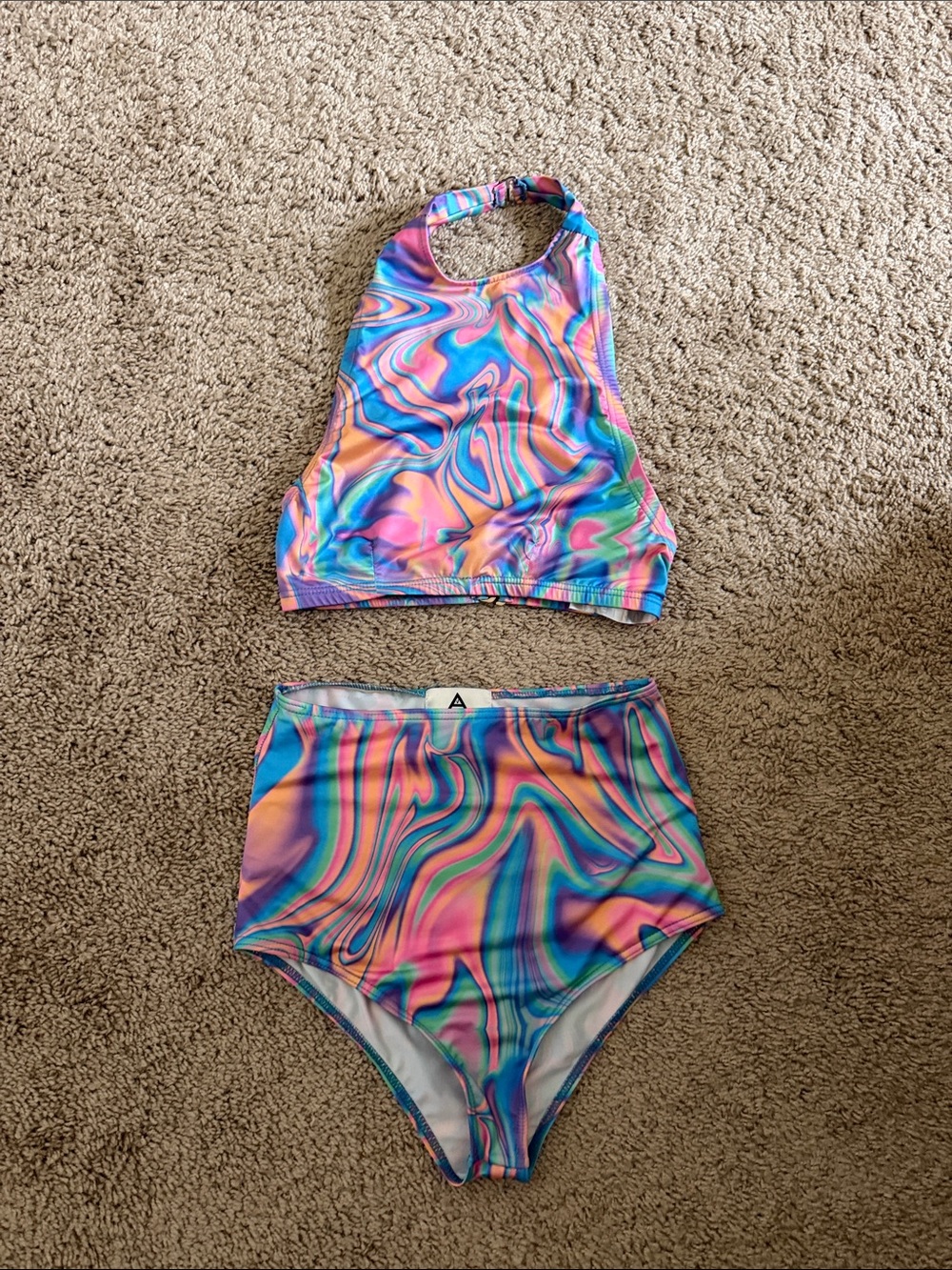 UNIF High Neck Two-Piece Swimsuit Set — Oil Spill